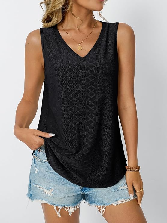 Sleeveless V Neck Loose Fit Shirt Spring Fashion Casual